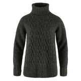 Fjallraven Womens Ovik Cable Knit Roller Neck Dark Grey - My Fox Bag