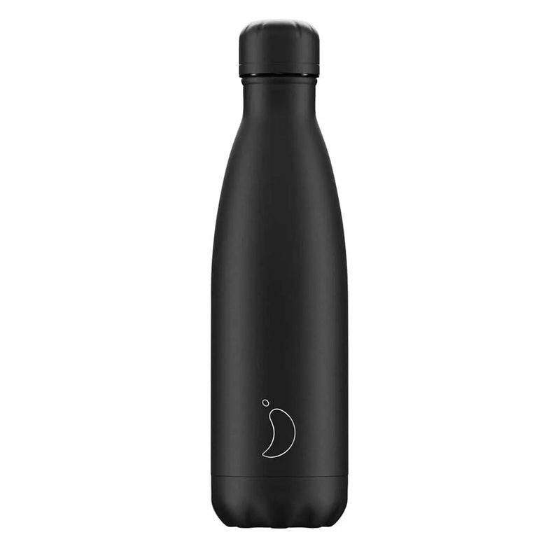 Chillys 500ml Water Bottle Monochrome All Black Chillys Bottles