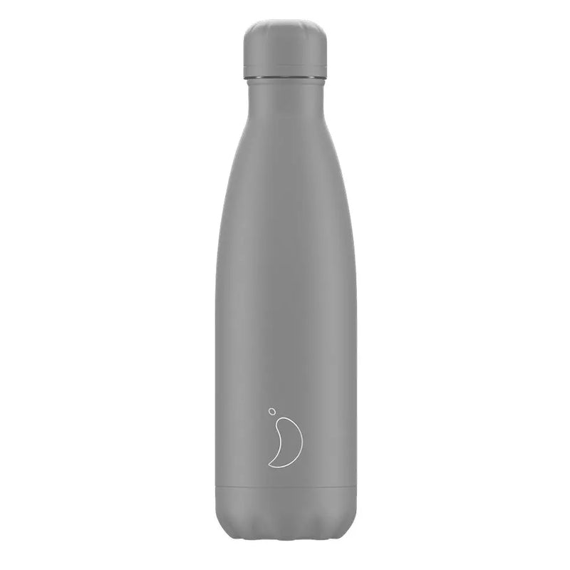 Chillys 500ml Water Bottle Monochrome All Grey Chillys Bottles