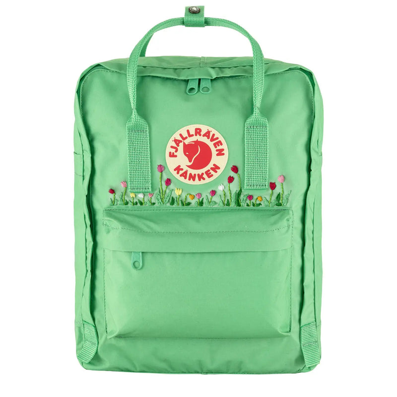 Fjallraven Kanken Classic Embroidered Backpack Apple Mint Tulips - My Fox Bag