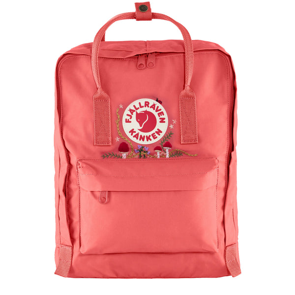 Fjallraven Kanken Classic Embroidered Backpack Peach Pink Toadstools