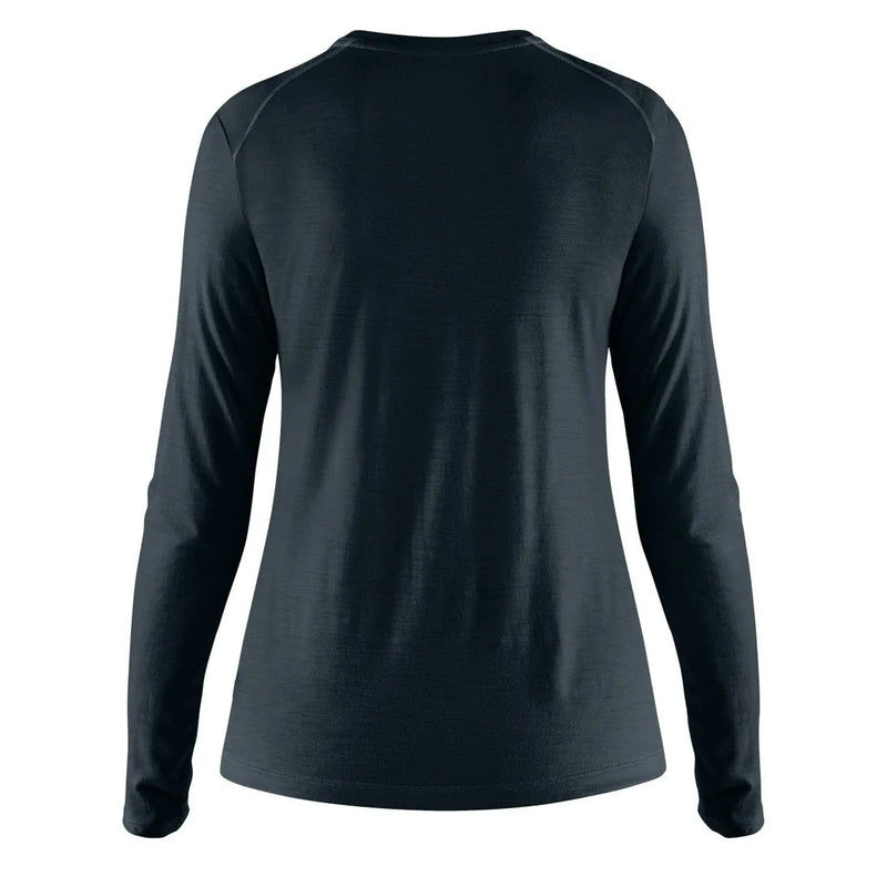 Fjallraven Womens Abisko Wool LS Base Layer T-Shirt Dark Navy Fjallraven