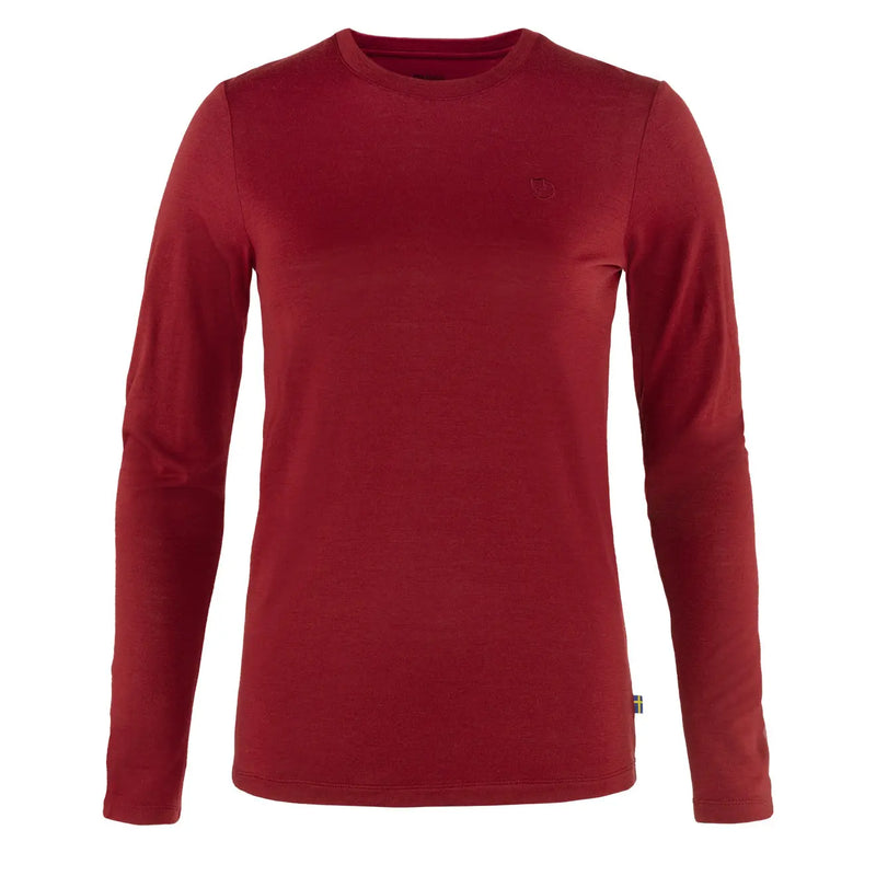 Fjallraven Womens Abisko Wool LS T-Shirt Pomegranate Red Fjallraven