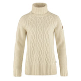 Fjallraven Womens Ovik Cable Knit Roller Neck Chalk White Fjallraven