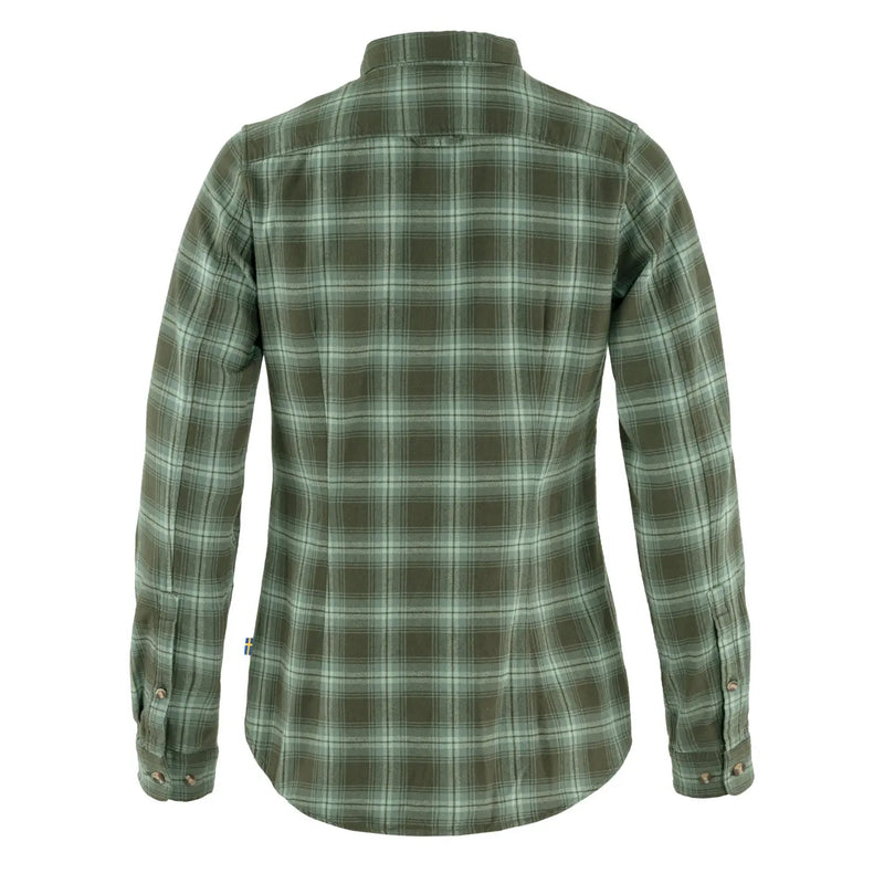 Fjallraven Womens Ovik Flannel Shirt Deep Forest / Patina Green Fjallraven