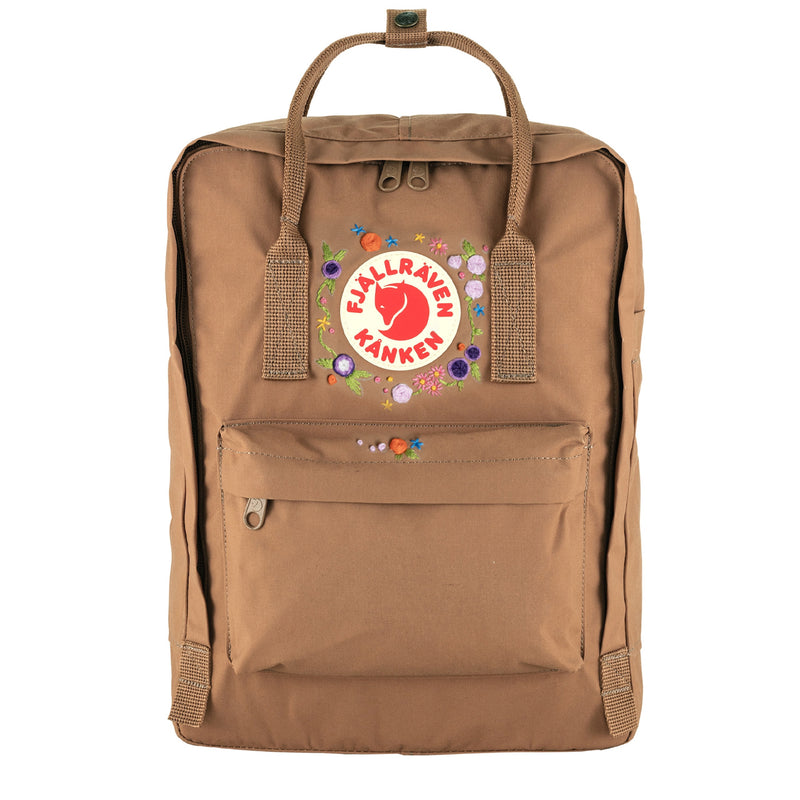 Fjallraven Kanken Classic Embroidered Backpack Khaki Floral - My Fox Bag