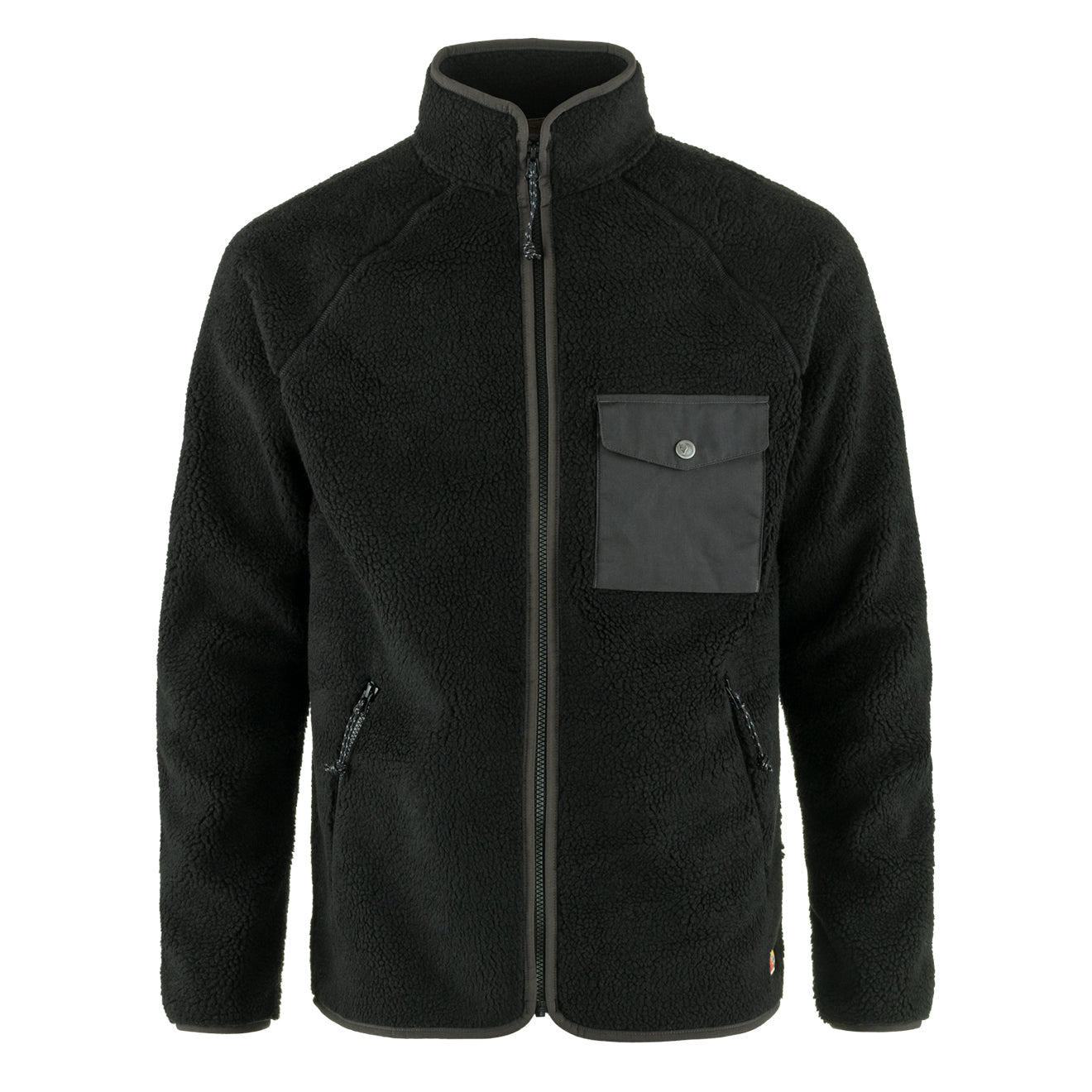 【BAON】Kindo Collar Pocket Fleece Jacket Male Winter Warm Plush Solid Pocket Coat Stand Collar Long