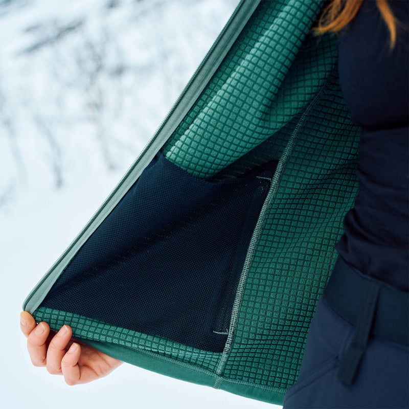 Fjallraven Womens Abisko Grid Fleece Hoodie Breeze Blue