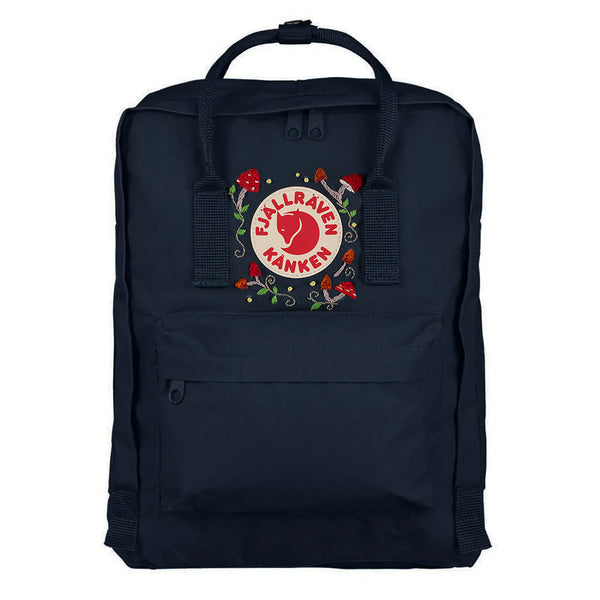 Fjallraven Kanken Classic Embroidered Backpack Navy Toadstools - My Fox Bag