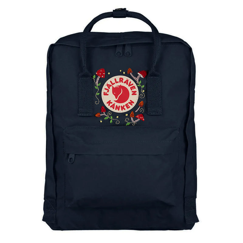 Fjallraven Kanken Classic Embroidered Backpack Navy Toadstools - My Fox Bag