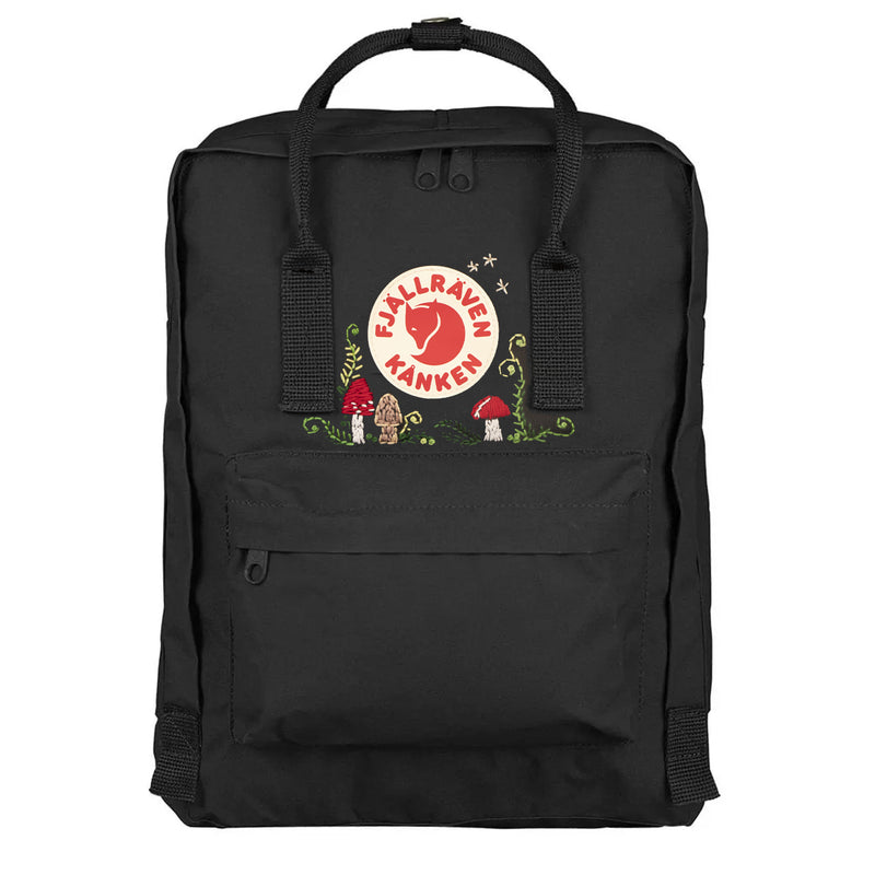 Fjallraven Kanken Classic Embroidered Backpack Black Mushrooms