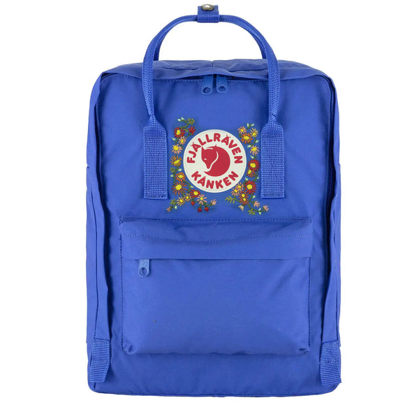 Fjallraven Kanken Classic Embroidered Backpack Cobalt / Flowers